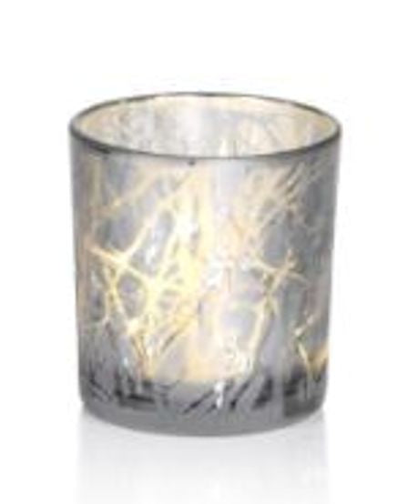 Small Silver Plated Frosted Branch LED Glass Hurricane by Zodax