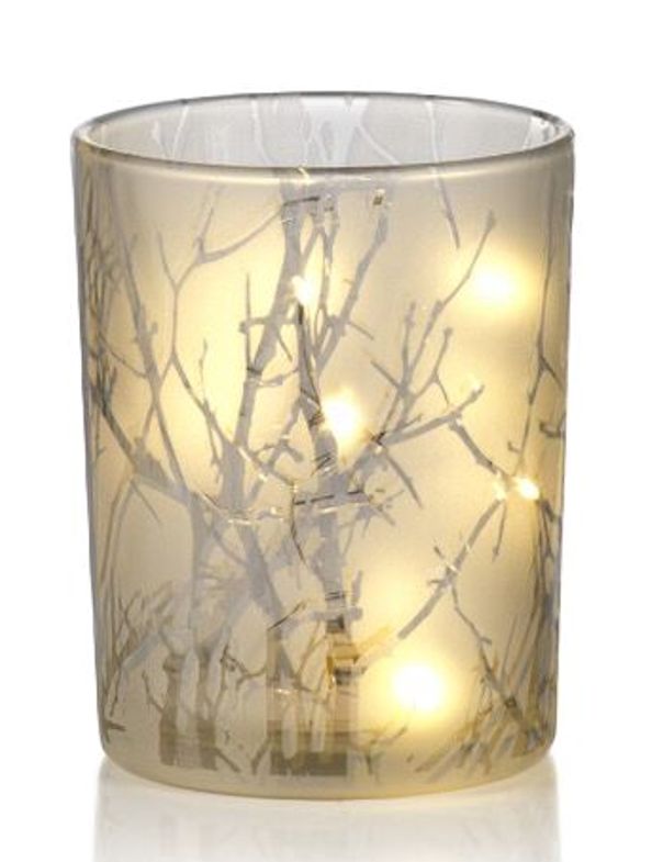 Medium Branch Etched LED Glass Hurricane by Zodax