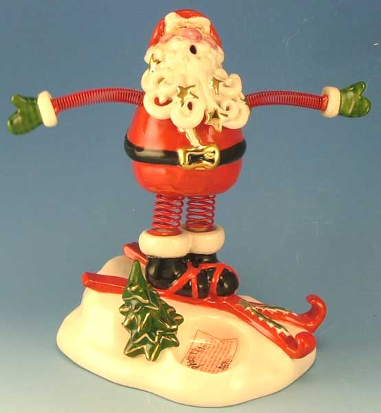 Santa on Skis Bobble T-Lite - Clayworks