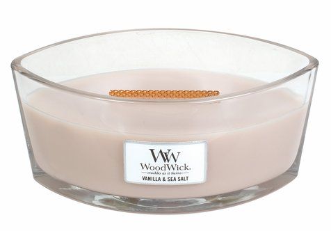 VANILLA SEA SALT Ellipse HearthWick Flame Scented Candle by WoodWick