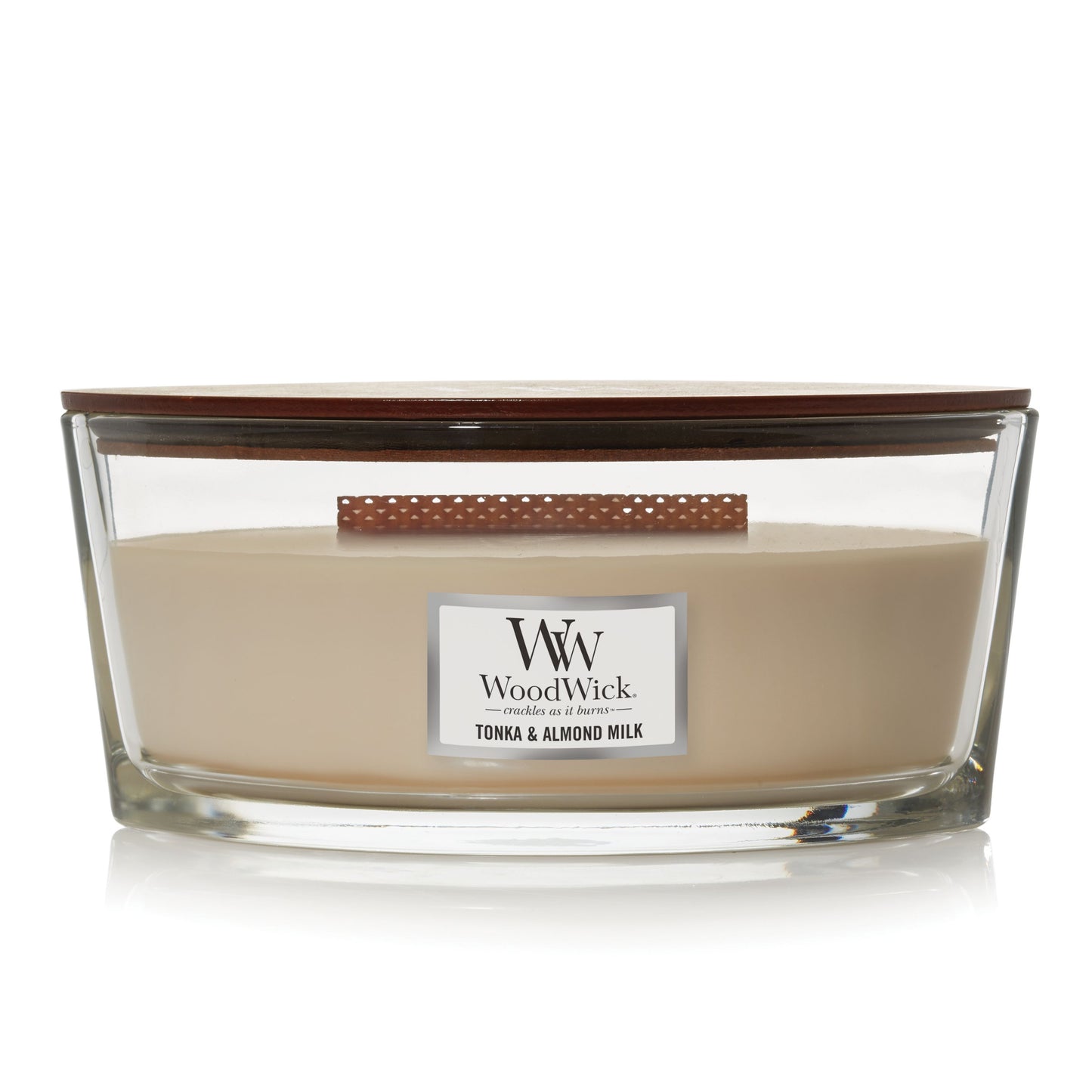 TONKA AND ALMOND MILK - Ellipse HearthWick Flame Scented Candle by WoodWick