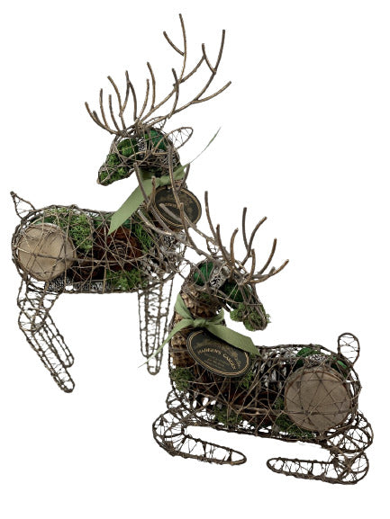 ASPEN FRAGRANCE SITTING AND STANDING 14" AND 16" WIRE DEER SET - MADISON GARDENS