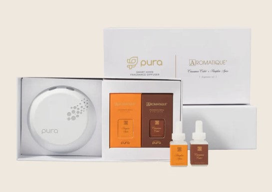Pura Smart Fragrance Diffuser Gift Set- PUMPKIN SPICE + CINNAMON CIDER by Aromatique