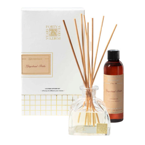 GINGERBREAD BRULEE Aromatique Reed Diffuser Gift Set - 40th Anniversary Glass Vessel