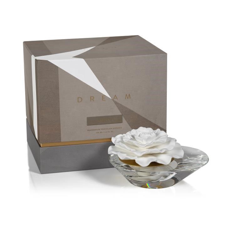 GARDENIA Dream Crystal Edition Zodax Porcelain Flower Aroma Diffuser