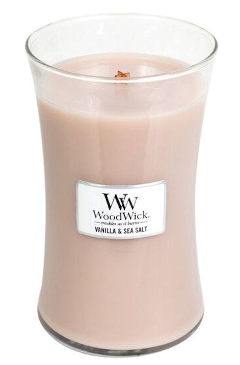 VANILLA SEA SALT WoodWick 22 oz Large Hourglass Jar Candle Burns 180 Hours